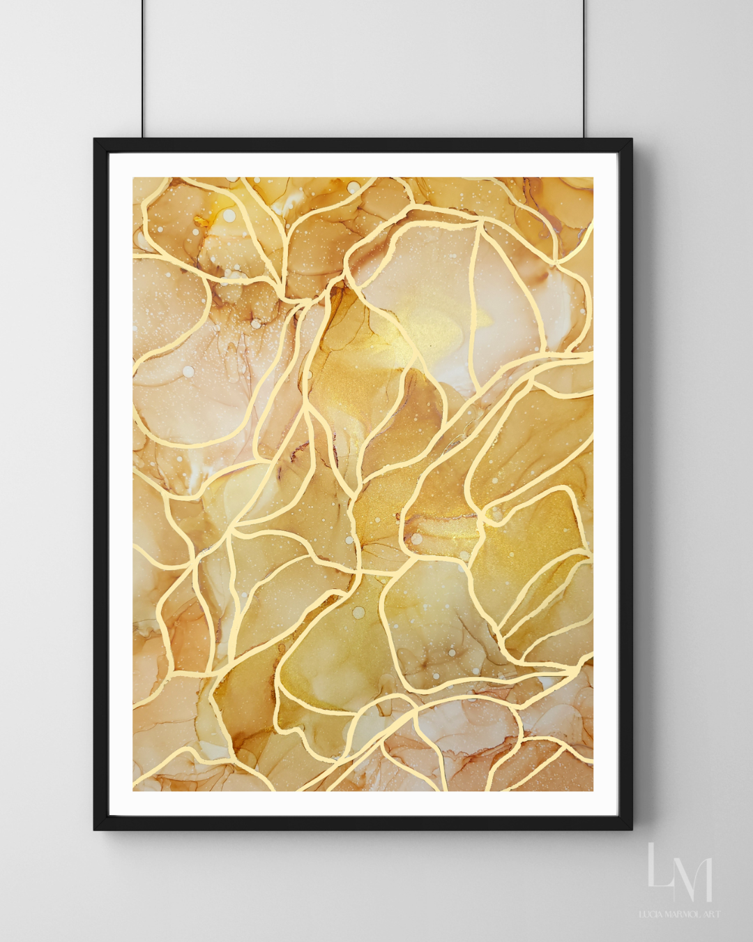 Original Alcohol Ink Abstract Painting | "Golden Sky" | 9"x12"