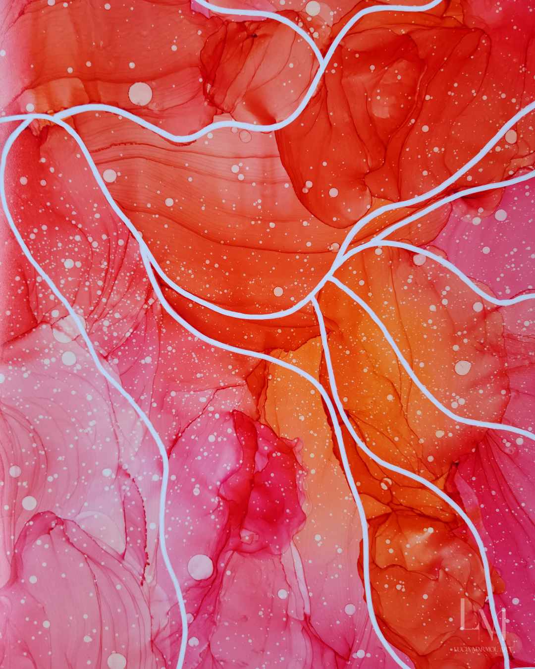 Original Alcohol Ink Abstract Painting | "Bloom (No.1)" | 24"x36"