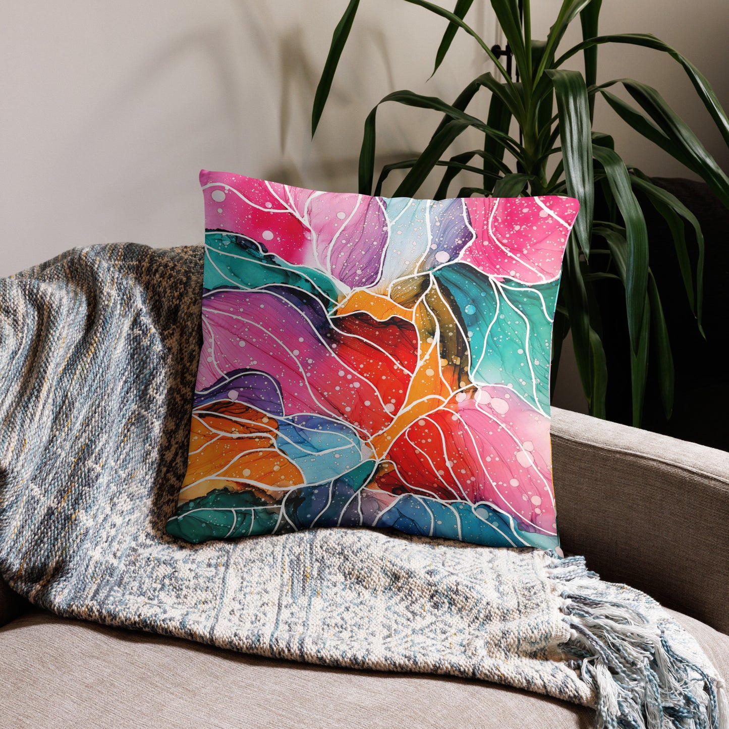 Colorful Throw Pillow Cover - "New Beginnings"