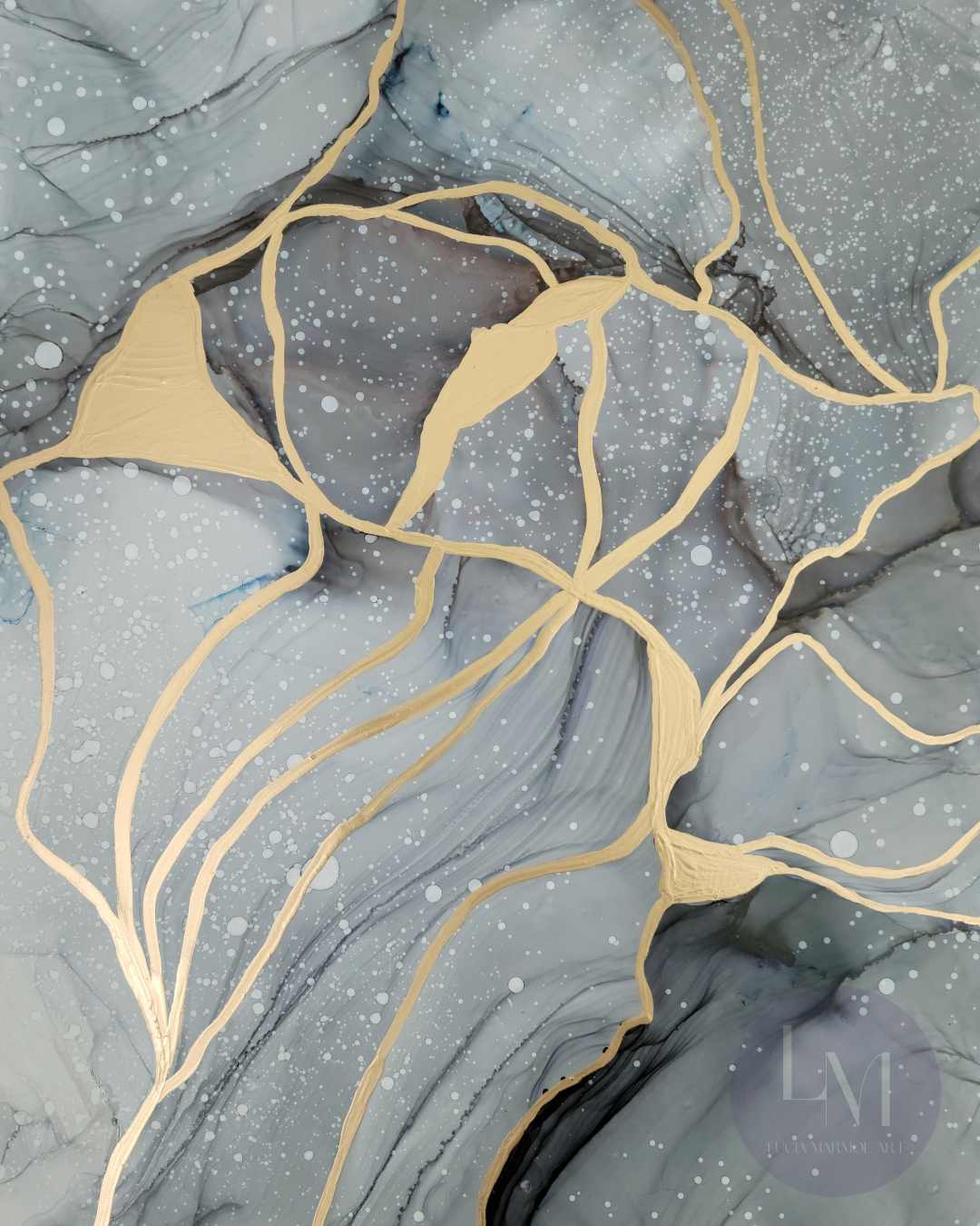 Original Alcohol Ink Abstract Painting | "Midnight Storm" | 9"x12"