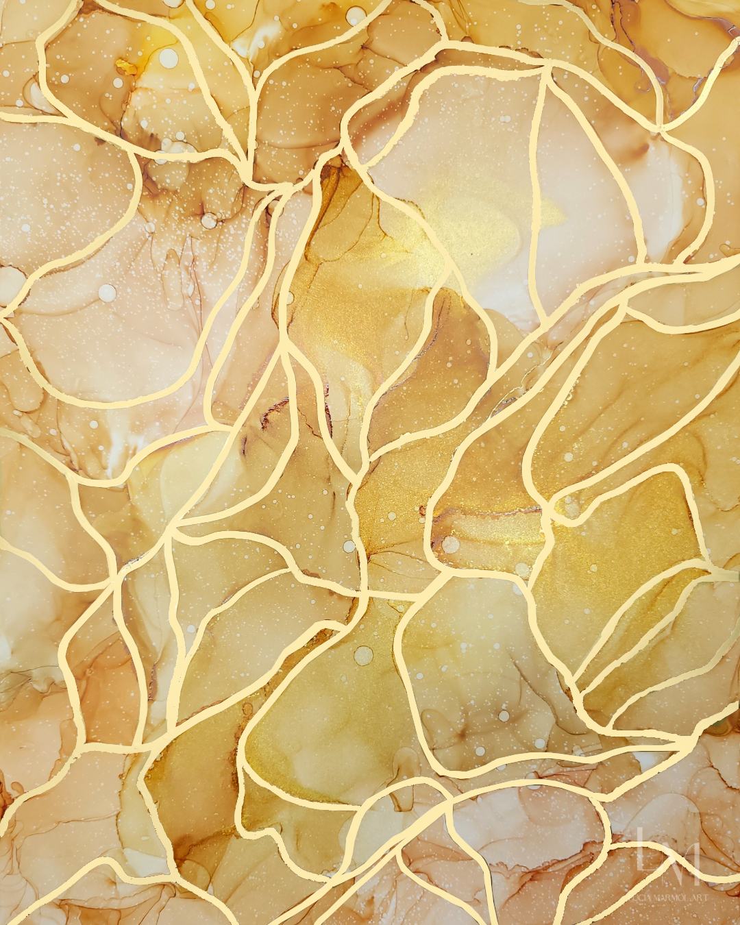 Original Alcohol Ink Abstract Painting | "Golden Sky" | 9"x12"