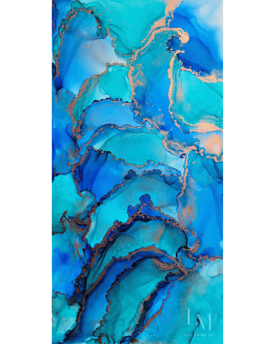 Original Alcohol Ink Abstract Painting | "Over the Sea" | 12"x6"