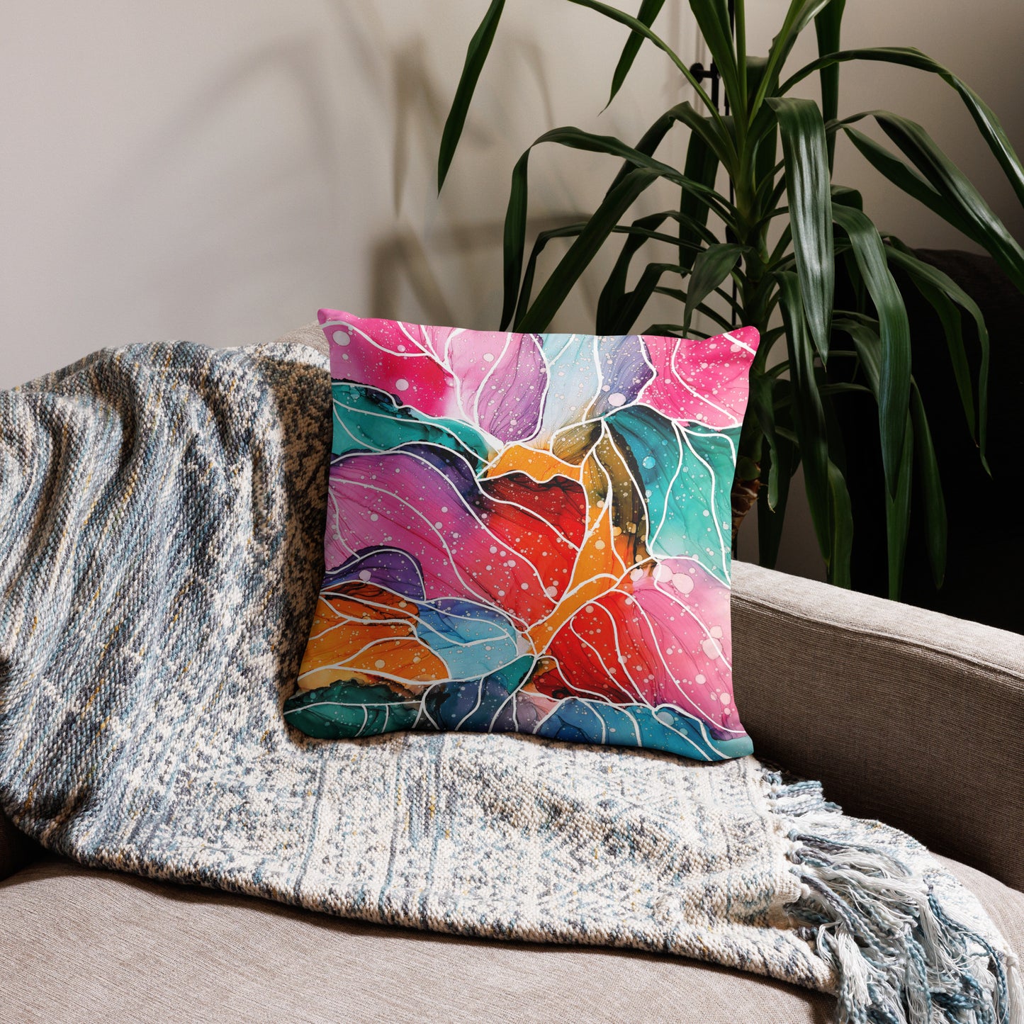 Colorful Throw Pillow Cover - "New Beginnings"