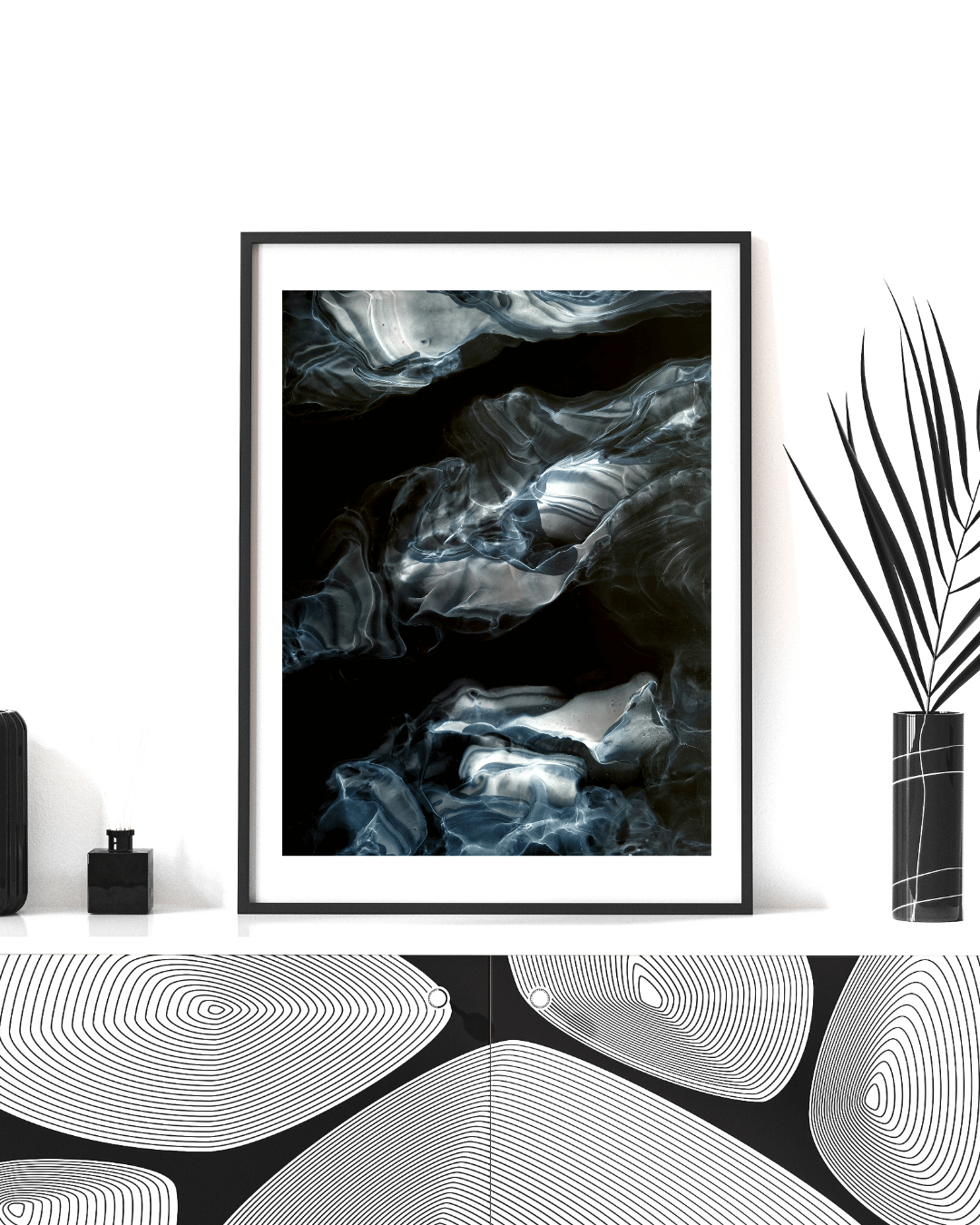 Black and White Abstract Wall Art Print - "Abyss"