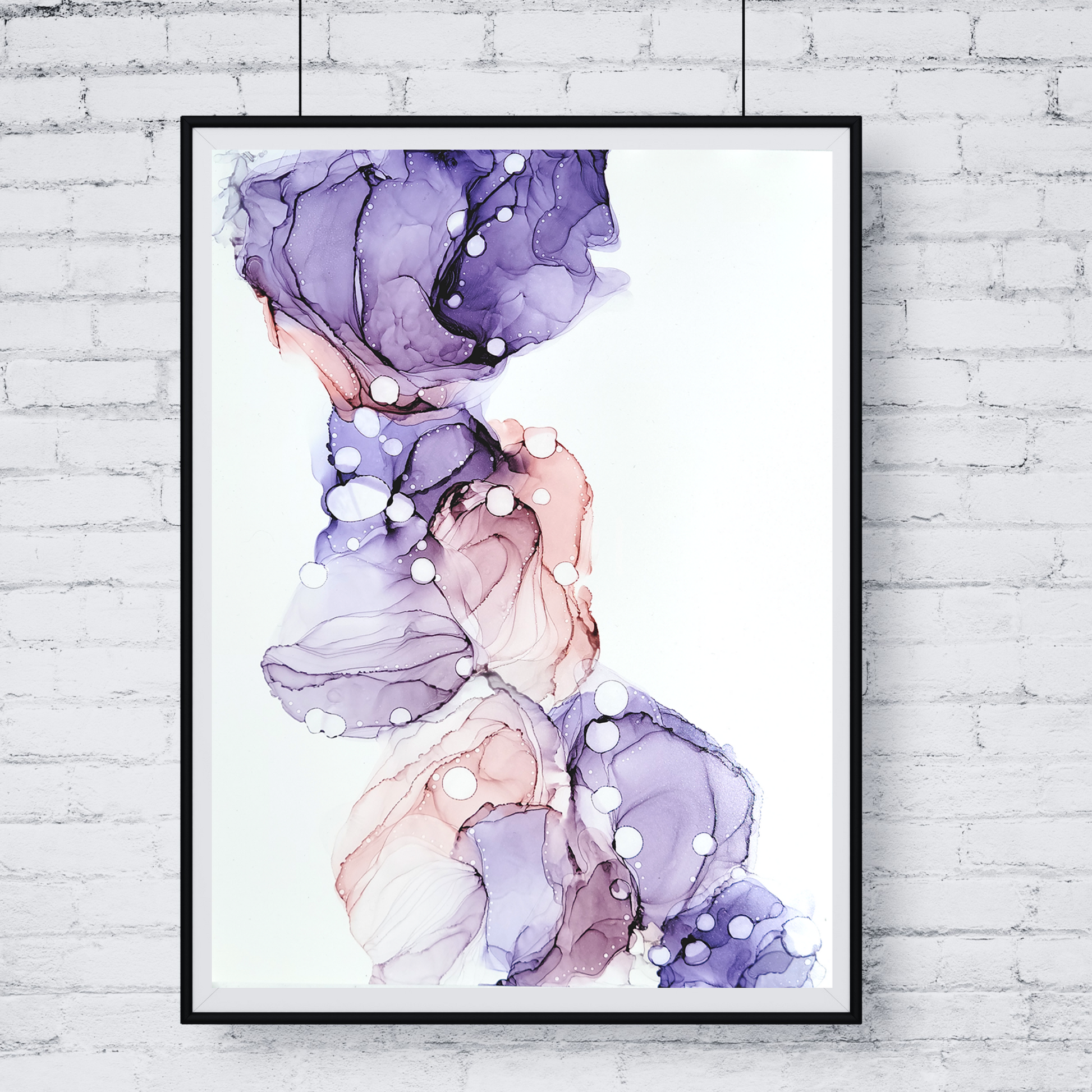 Original Alcohol Ink Abstract Painting | Violet Clouds | 9x12